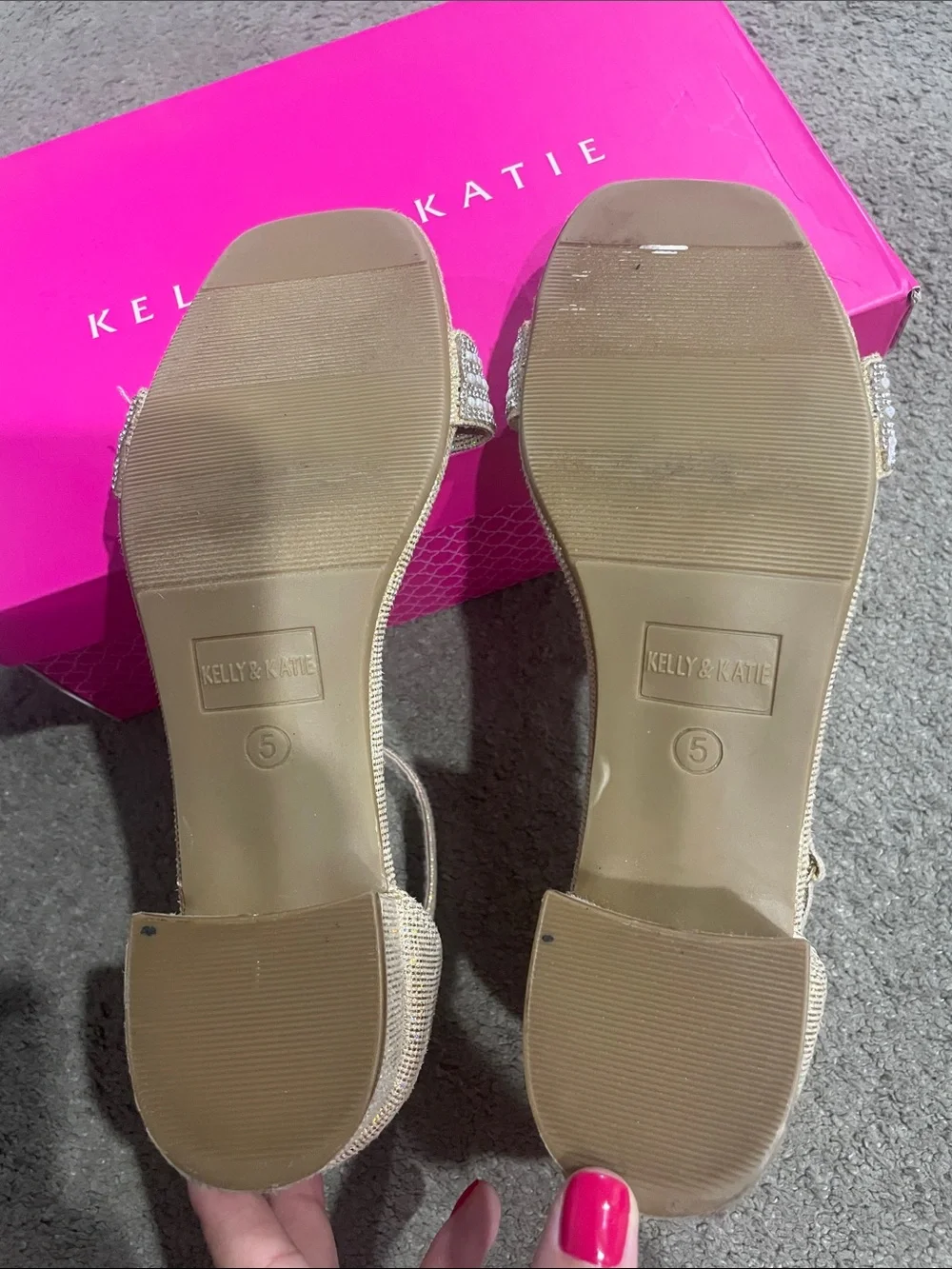 Sparkling Gold Ankle-Strap Block Heel Sandals - Girls
